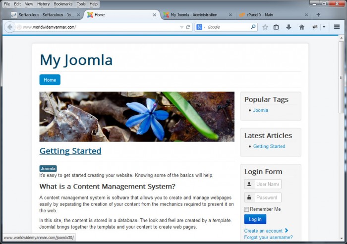Joomla CMS အား Softaculous ဖြင့်ထည့်သွင်းခြင်း