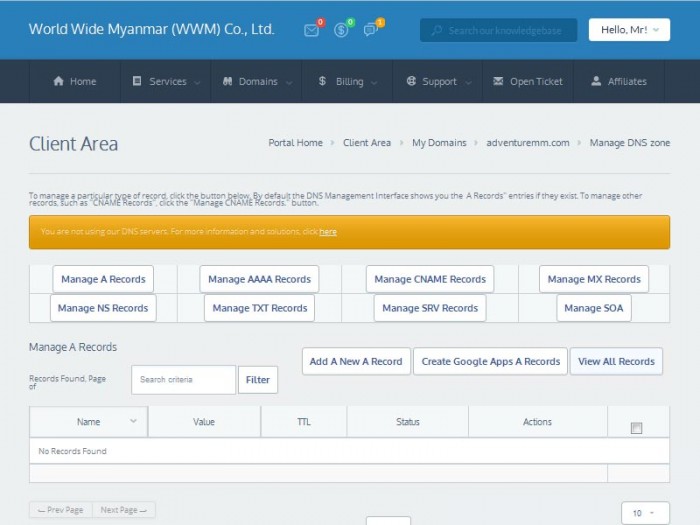 Domain Management - မိမိ၏ ဒုိမိန္းအားျပင္ဆင္ျခင္း