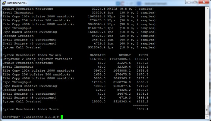 System's performance - UnixBench