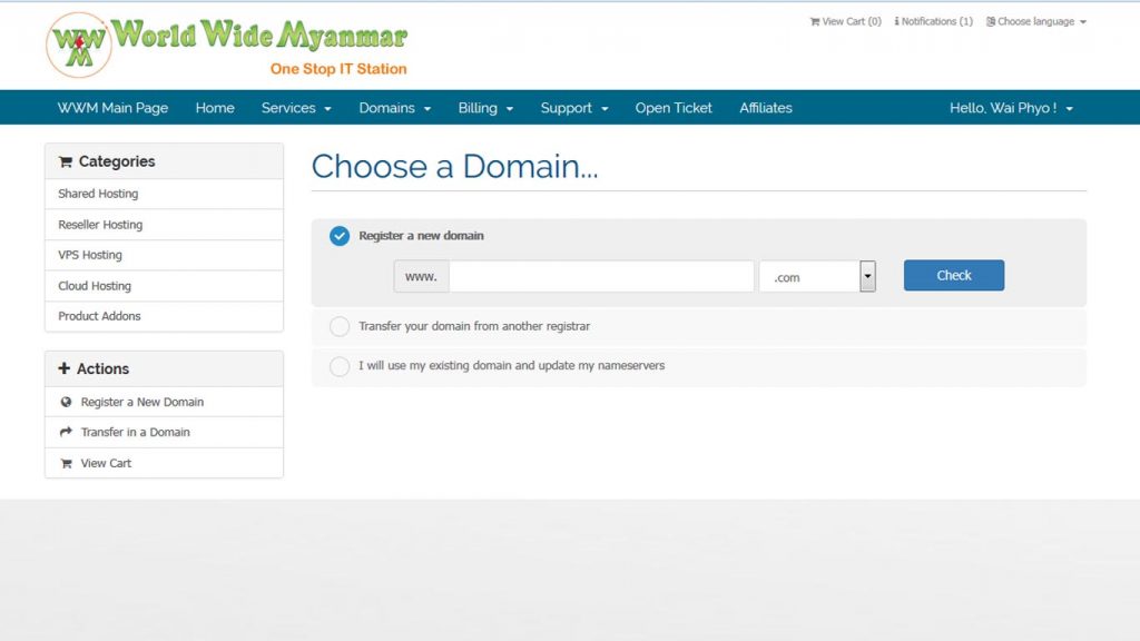 choose a domain